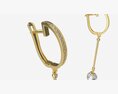 Earrings Diamond Gold Jewelry 01 3Dモデル