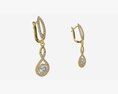 Earrings Diamond Gold Jewelry 02 3D модель