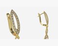 Earrings Diamond Gold Jewelry 02 Modelo 3d