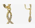 Earrings Diamond Gold Jewelry 02 3D-Modell
