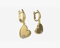 Earrings Heart Shape Diamond Gold Jewelry 03 Modello 3D