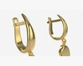 Earrings Heart Shape Diamond Gold Jewelry 03 3D模型
