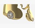 Earrings Heart Shape Diamond Gold Jewelry 03 Modelo 3d