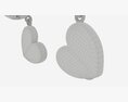Earrings Heart Shape Diamond Gold Jewelry 03 3d model