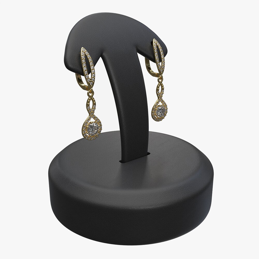 Earrings Leather Display Holder Stand 02 3D 모델 