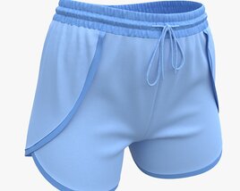 Fitness Shorts For Women Blue Modello 3D