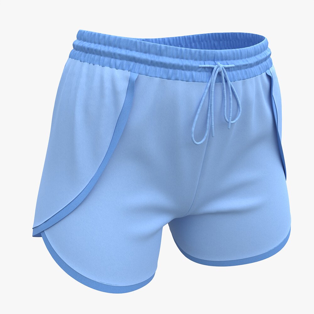 Fitness Shorts For Women Blue Modello 3D