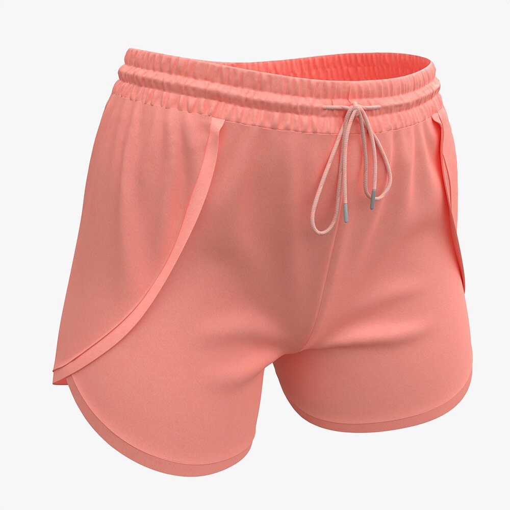 Fitness Shorts For Women Pink Modèle 3D