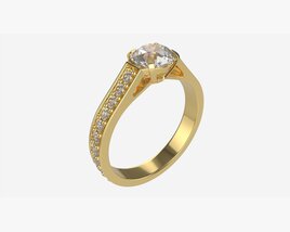 Gold Diamond Ring Jewelry 02 3D модель