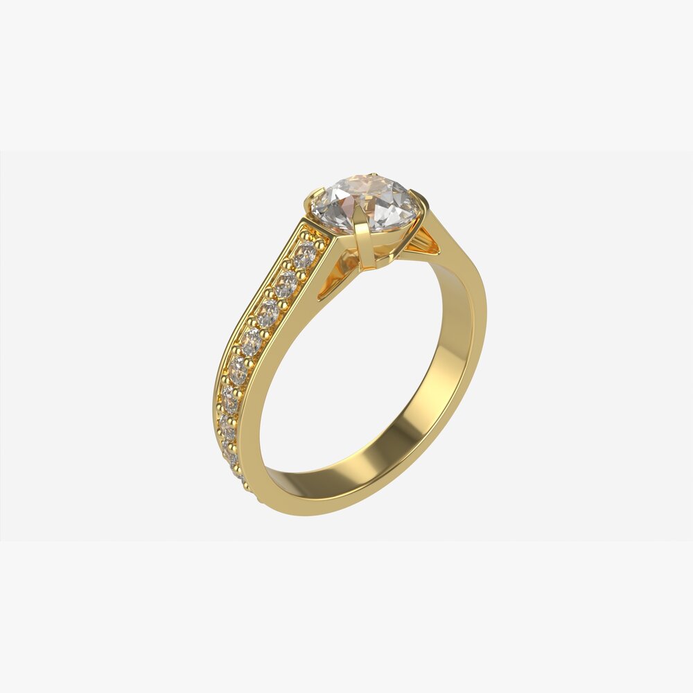 Gold Diamond Ring Jewelry 02 Modèle 3D