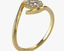 Gold Diamond Ring Jewelry 05 3D модель