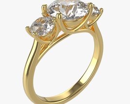 Gold Diamond Ring Jewelry 06 3D model