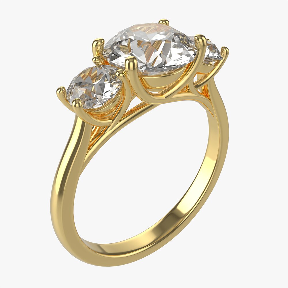 Gold Diamond Ring Jewelry 06 3D模型
