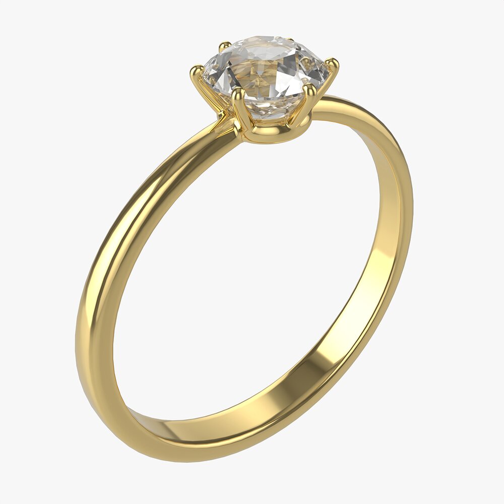 Gold Diamond Ring Jewelry 07 3D 모델 