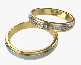 Gold Diamond Ring Jewelry 08 3D model