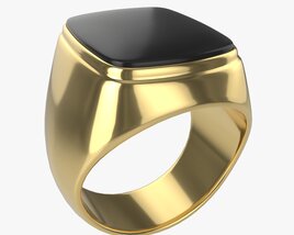 Gold Ring With Stone Jewelry 09 3D model