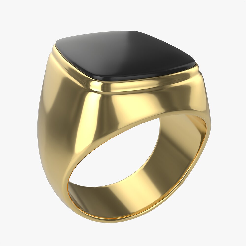 Gold Ring With Stone Jewelry 09 3D model