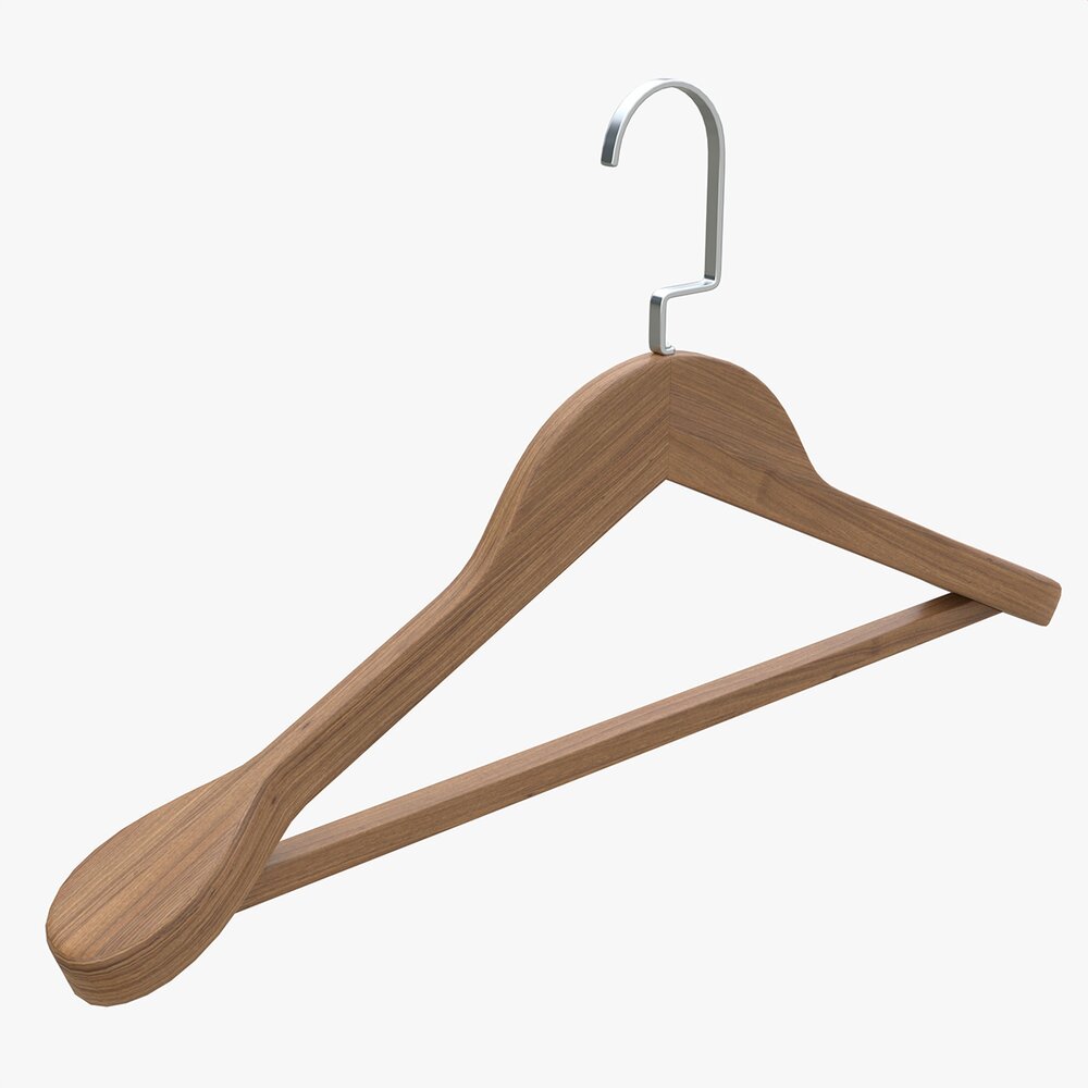 Hanger For Clothes Wooden 01 Dark 3d model