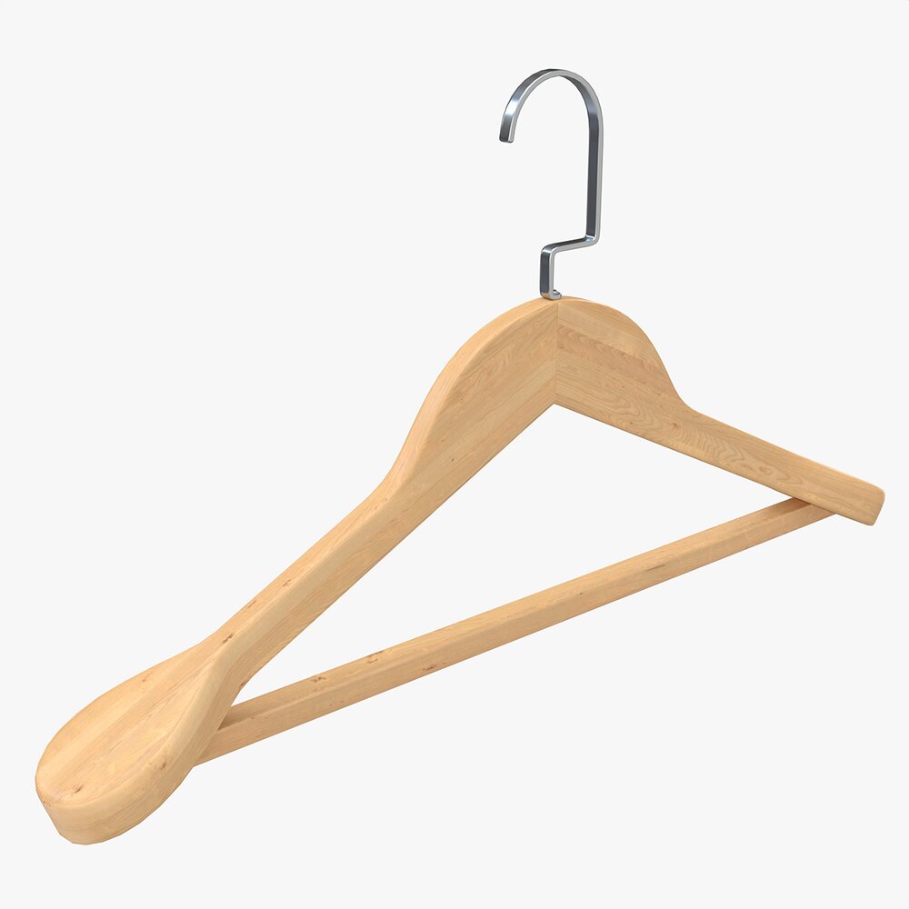 Hanger For Clothes Wooden 01 Light 3D 모델 