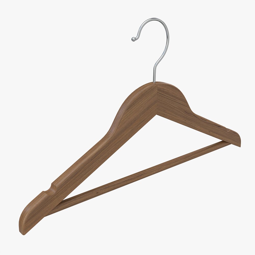 Hanger For Clothes Wooden 02 Dark 3Dモデル