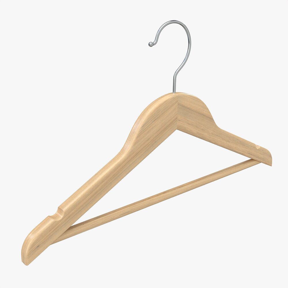 Hanger For Clothes Wooden 02 Light 3D 모델 