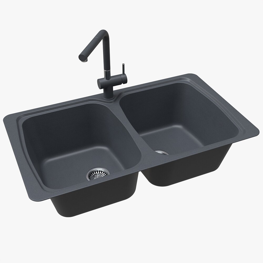 Kitchen Sink Faucet 02 Black Onyx 3D 모델 
