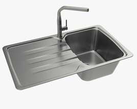 Kitchen Sink Faucet 04 Stainless Steel Modello 3D