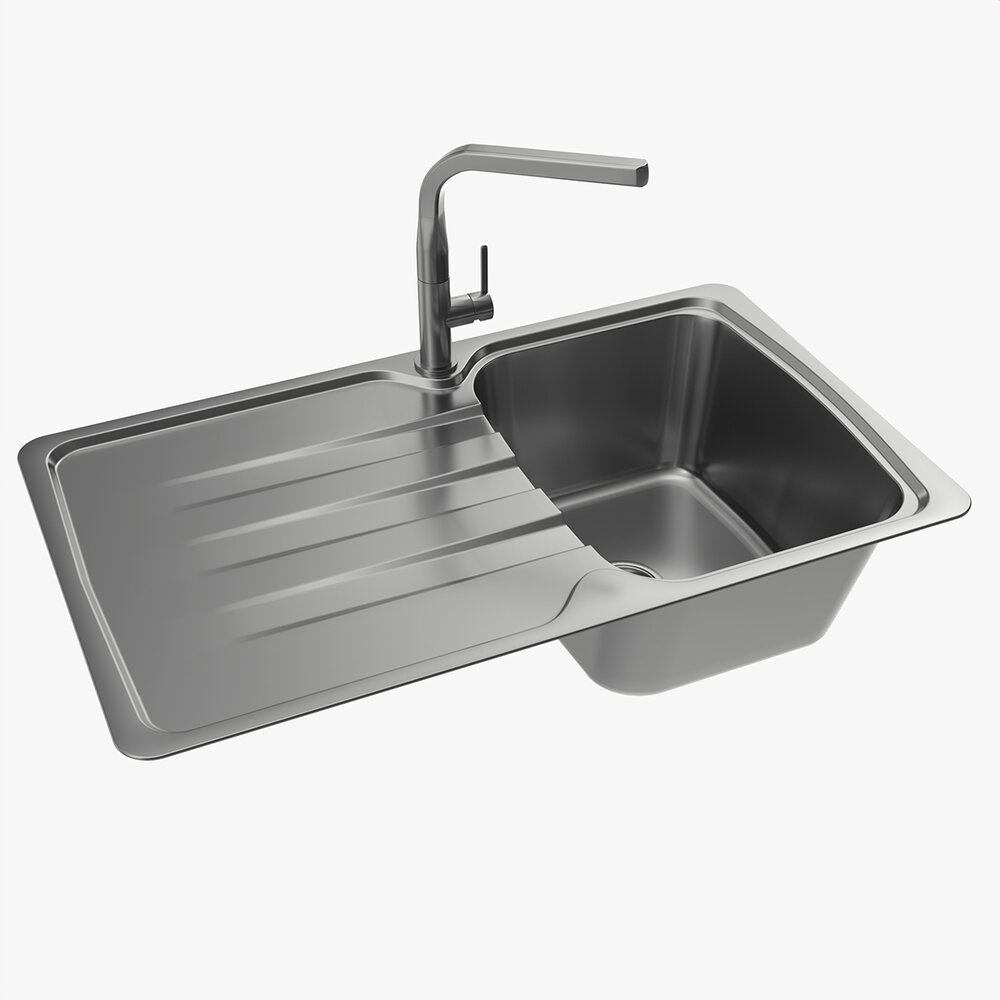Kitchen Sink Faucet 04 Stainless Steel 3D model