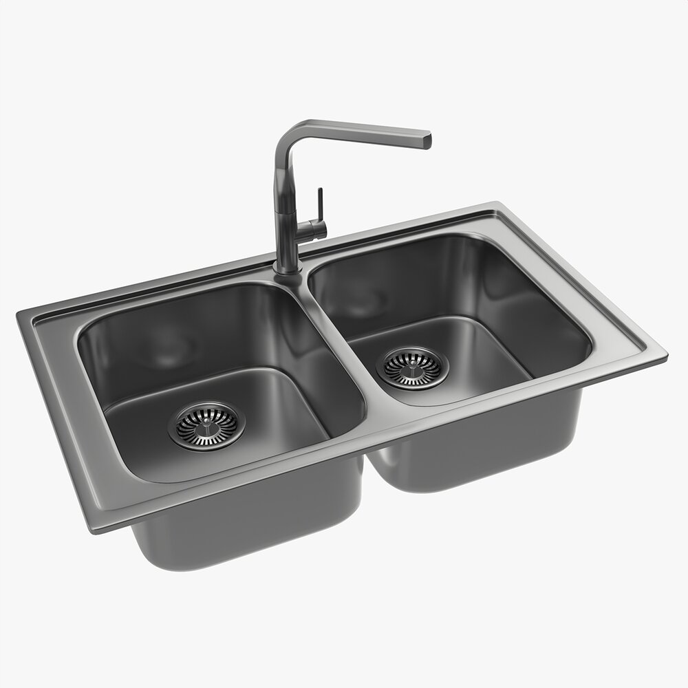 Kitchen Sink Faucet 05 Stainless Steel 3D model