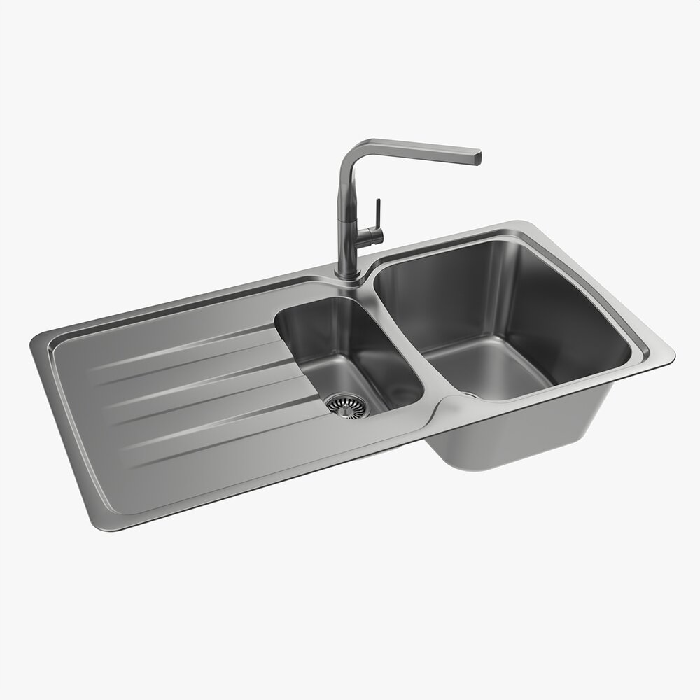 Kitchen Sink Faucet 06 Stainless Steel 3D 모델 