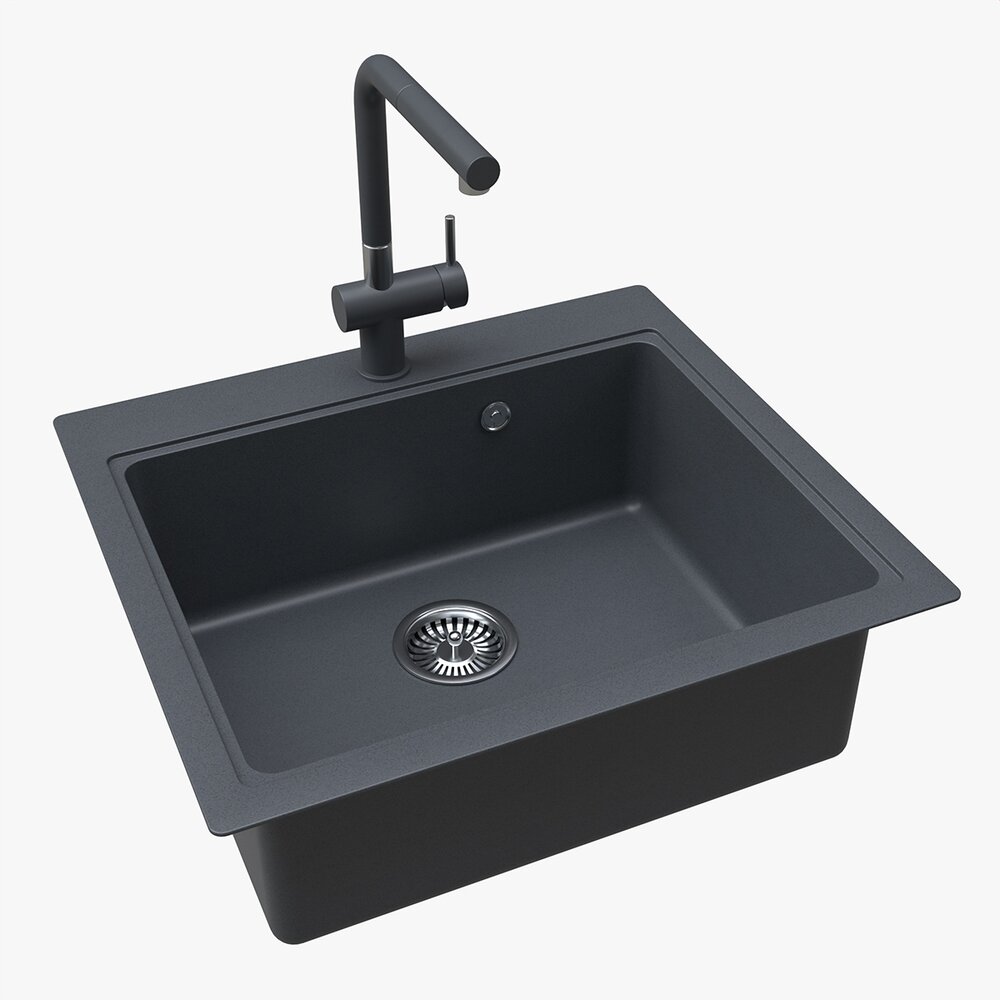 Kitchen Sink Faucet 08 Black Onyx 3D 모델 