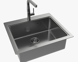Kitchen Sink Faucet 14 Stainless Steel 3D model