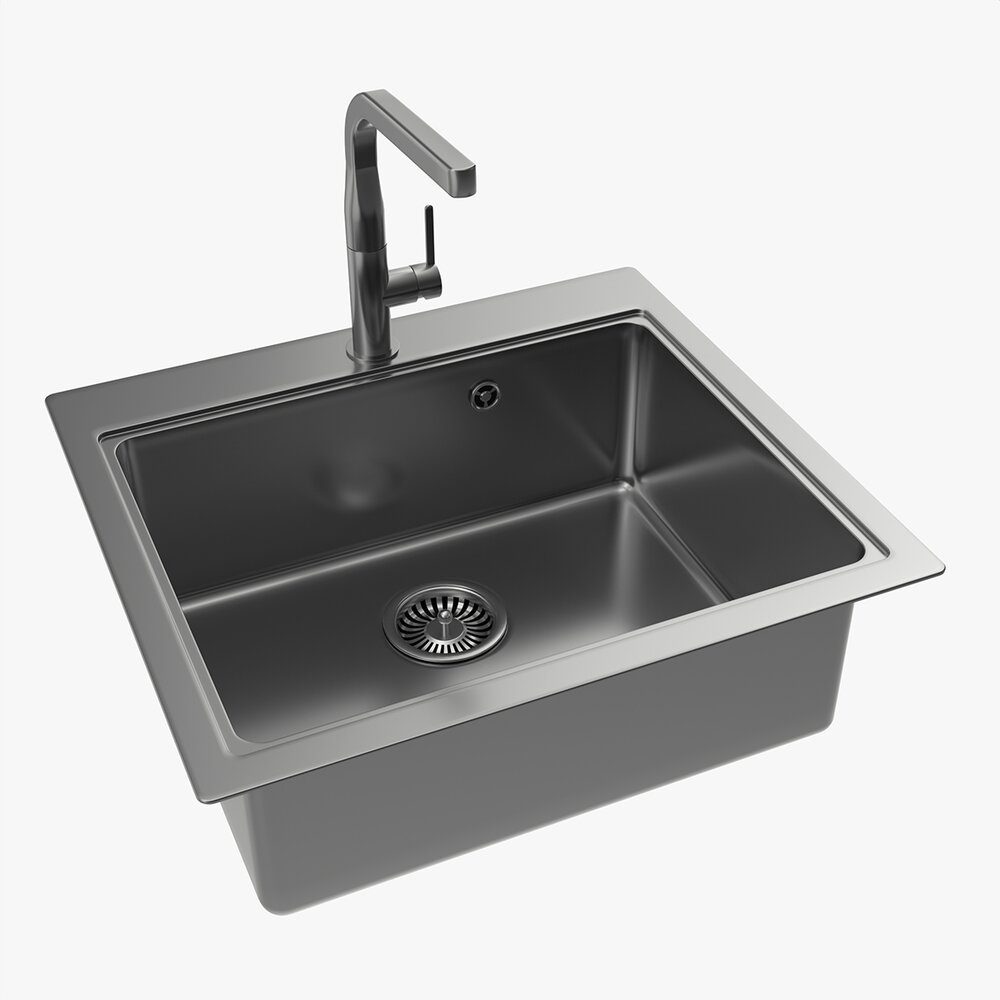 Kitchen Sink Faucet 14 Stainless Steel 3D модель