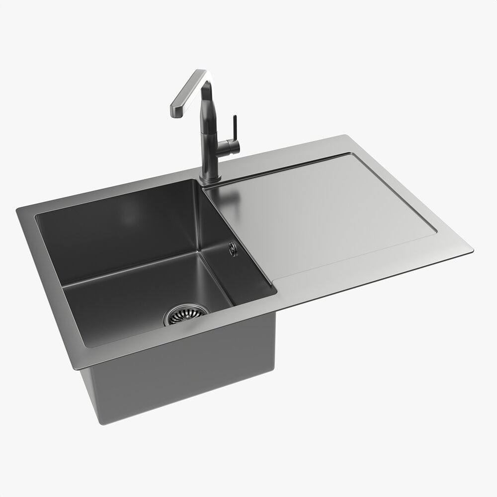 Kitchen Sink Faucet 15 Stainless Steel 3D 모델 
