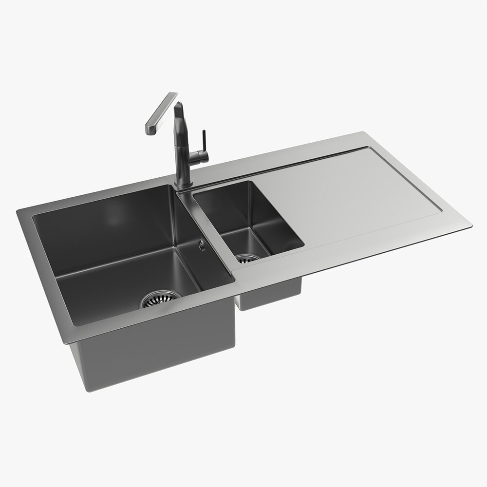 Kitchen Sink Faucet 16 Stainless Steel 3D model