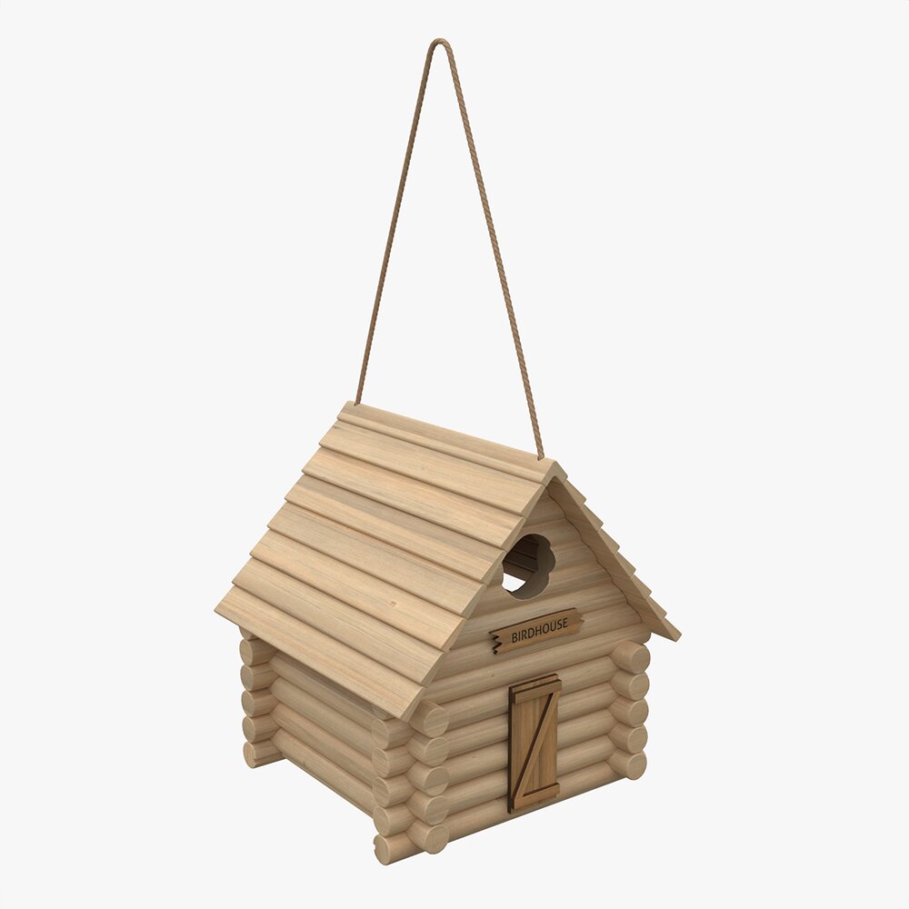 Log Cabin Birdhouse Modèle 3d