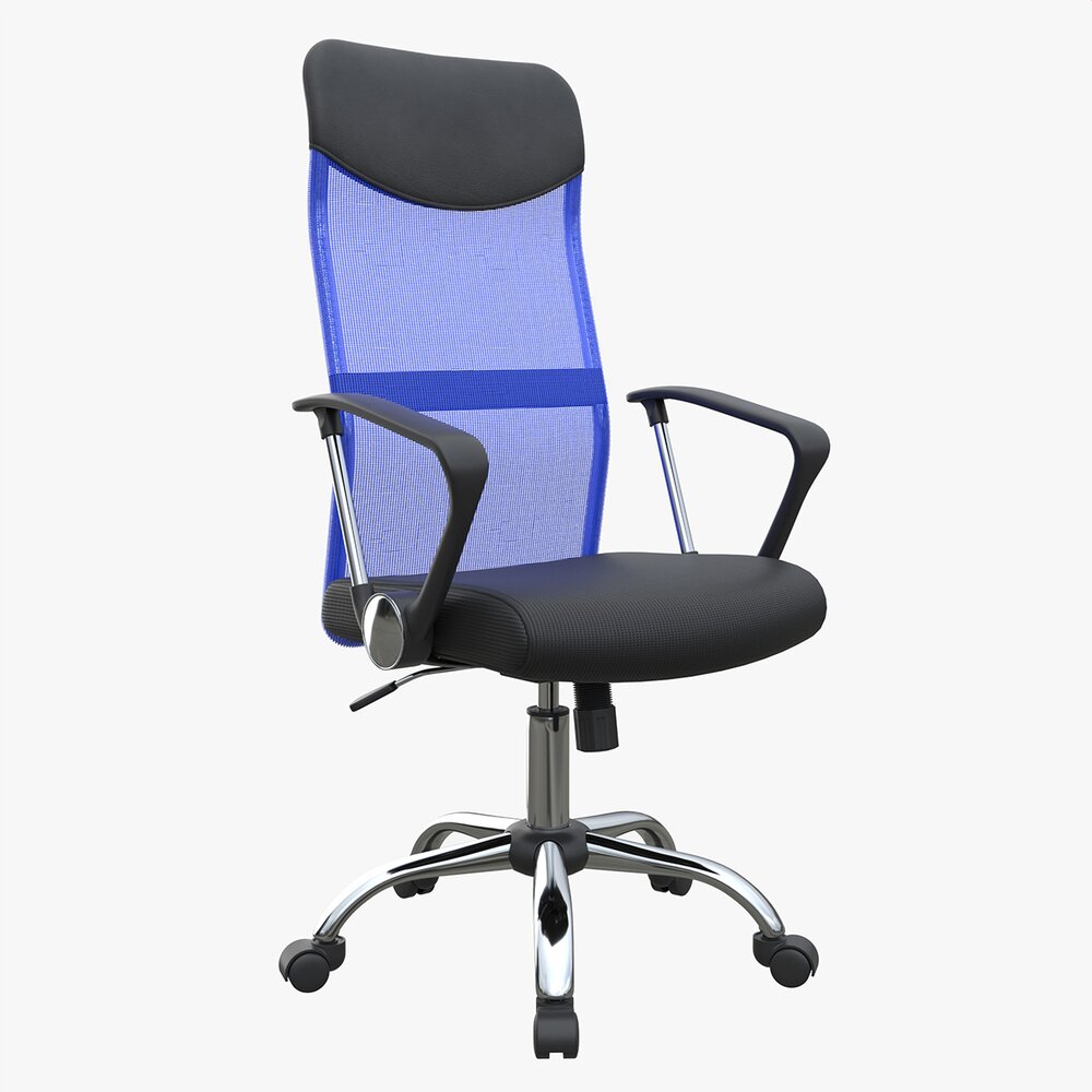 Office Chair With Armrests And Wheels 01 Modello 3D