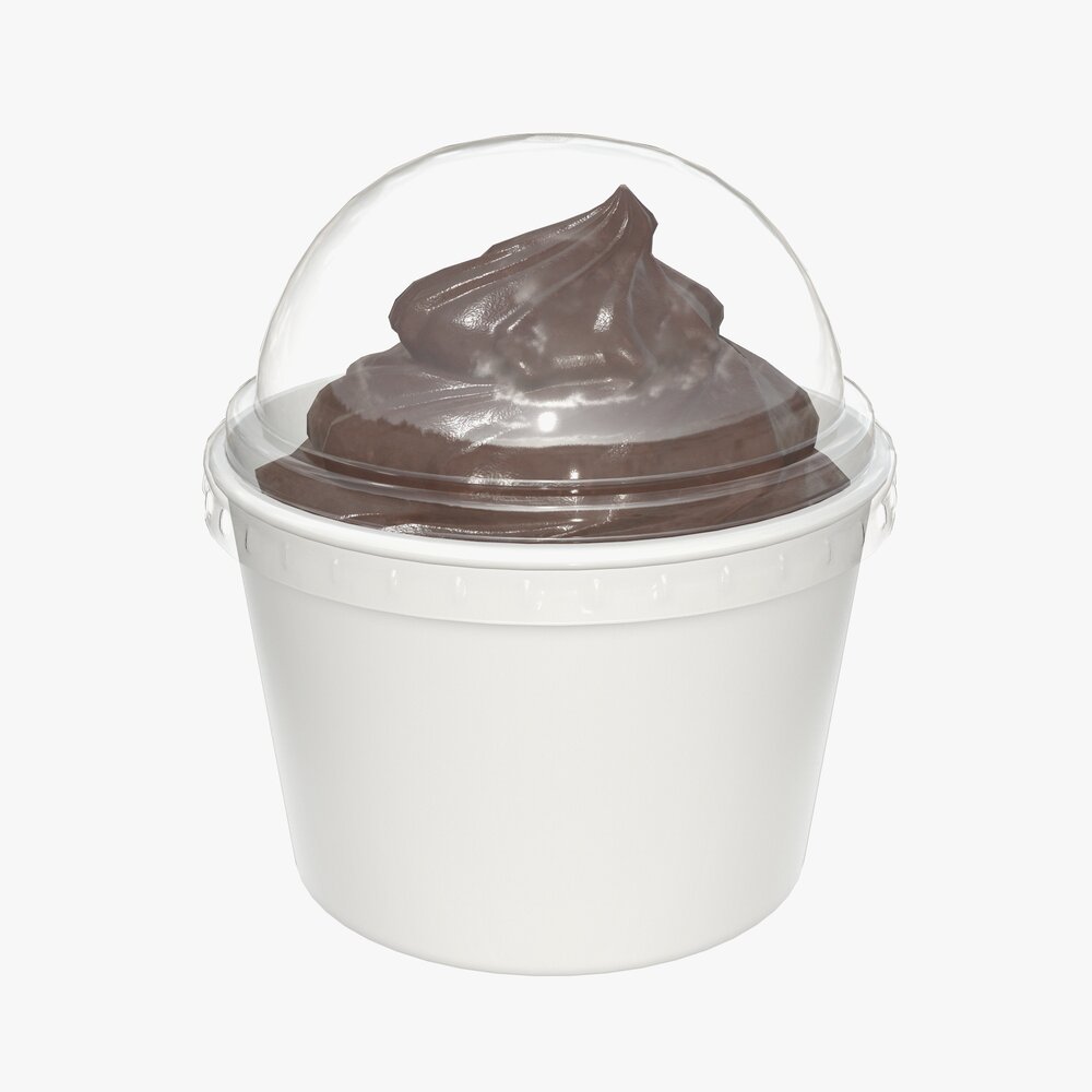 Ice Cream In White Plastic Cup For Mockup Modello 3D