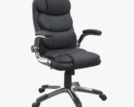 Office Chair With Armrests And Wheels Black 02 3Dモデル