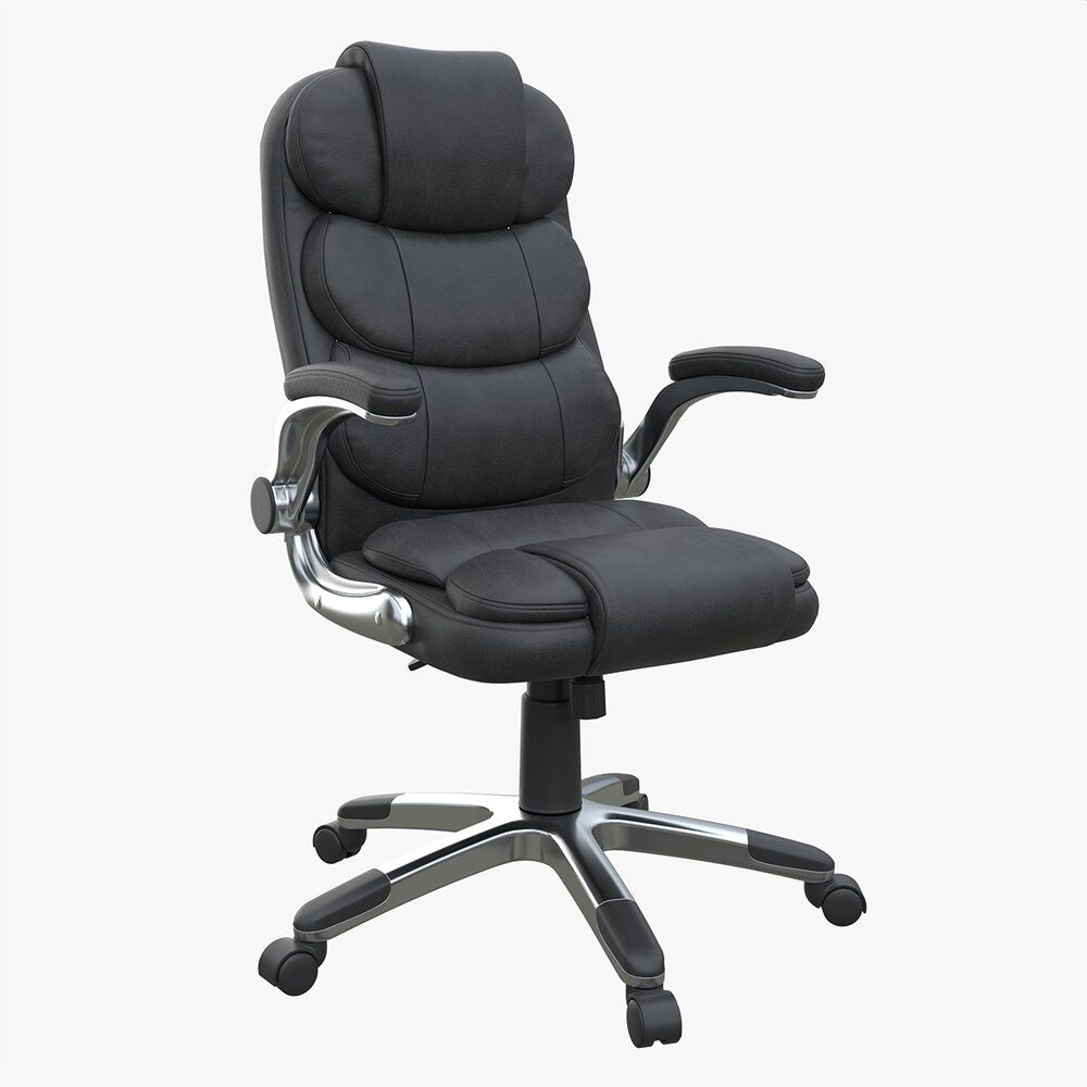 Office Chair With Armrests And Wheels Black 02 Modèle 3D