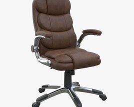 Office Chair With Armrests And Wheels Brown 02 3D model