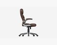 Office Chair With Armrests And Wheels Brown 02 3Dモデル