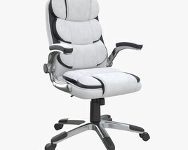 Office Chair With Armrests And Wheels White 02 Modello 3D