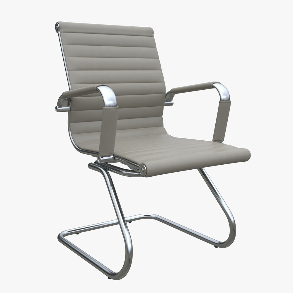 Office Chair With Armrests On Metal Frame 01 3D模型