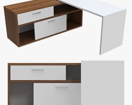 Office Desk L-shape Modelo 3D