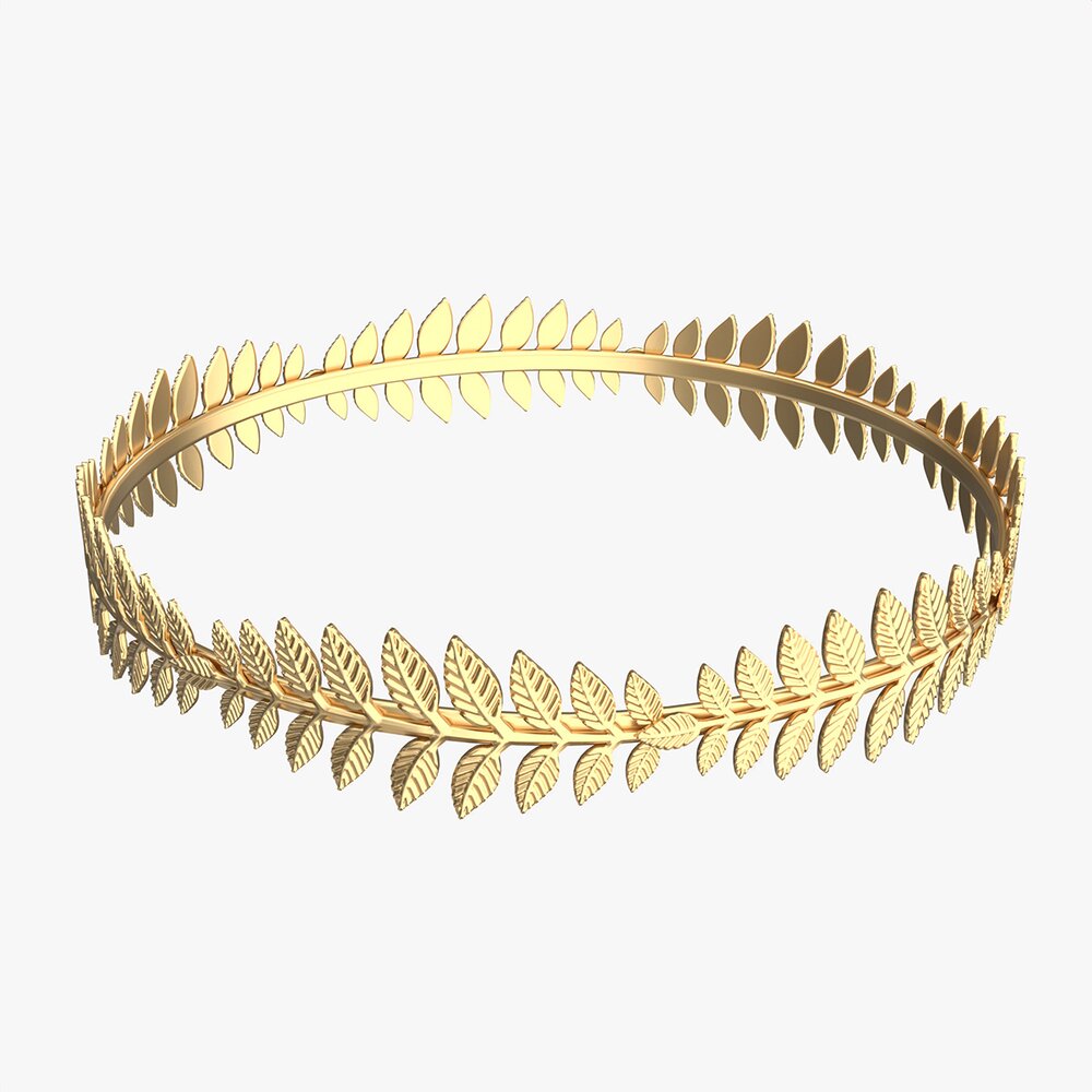 Olive Branch Headband Gold Crown 3D model
