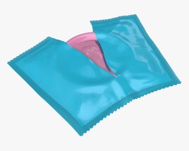 Opened Condom Package With Condom 3D model