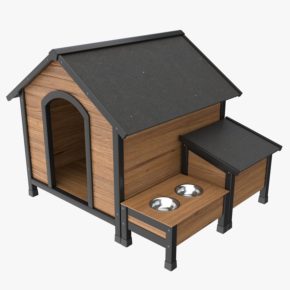 Outdoor Wooden Dog House 03 Modelo 3d
