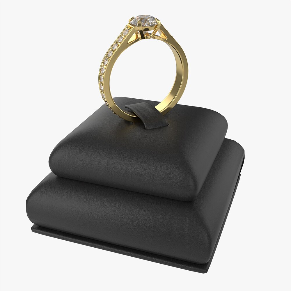 Ring Leather Display Holder Stand 01 Modello 3D