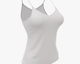 Strap Vest Top For Women White Mockup Modèle 3D